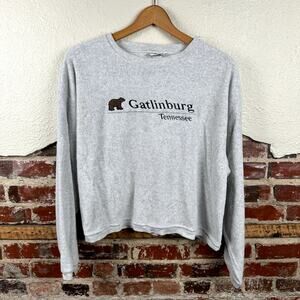 Vintage Gatlinburg Sweatshirt Size Large Grey Crewneck Tennessee Vacation 90s